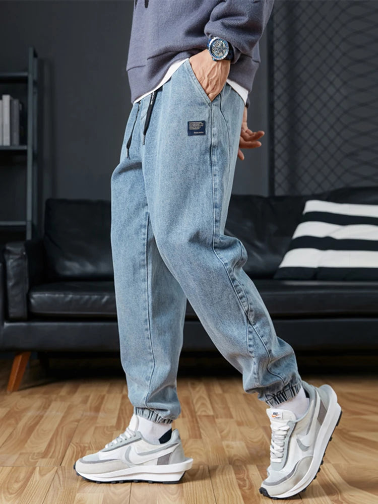 Big Size Men's Stretch Denim Jogger Pants