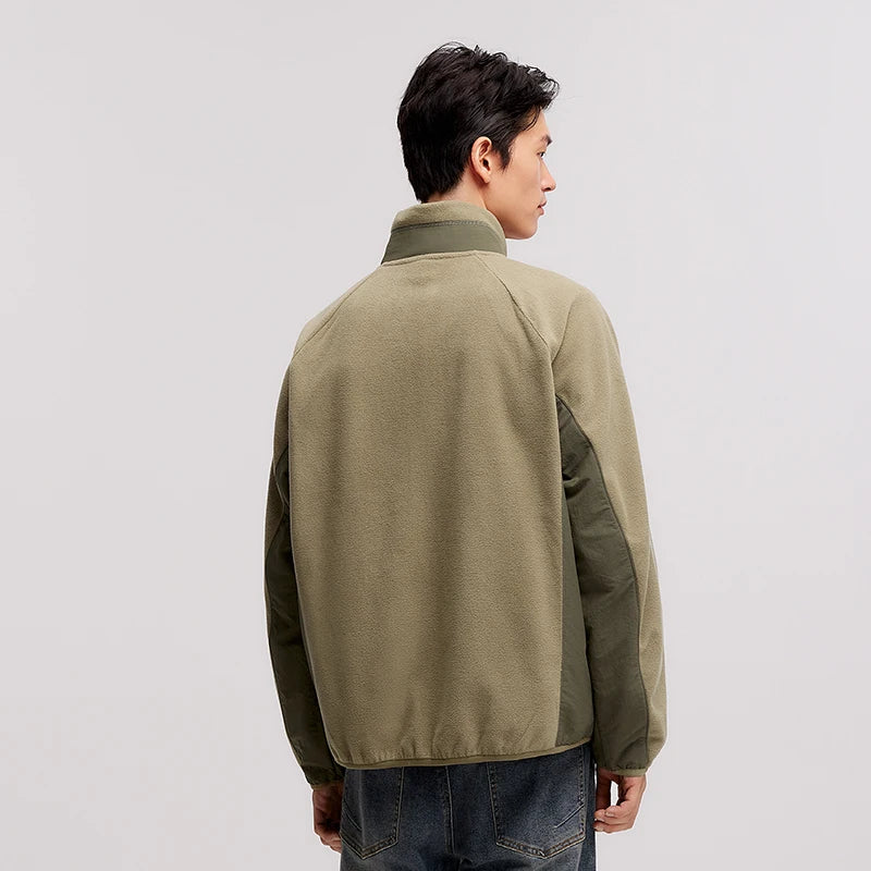 Men’s Winter Antistatic Polar Fleece Patchwork Jacket