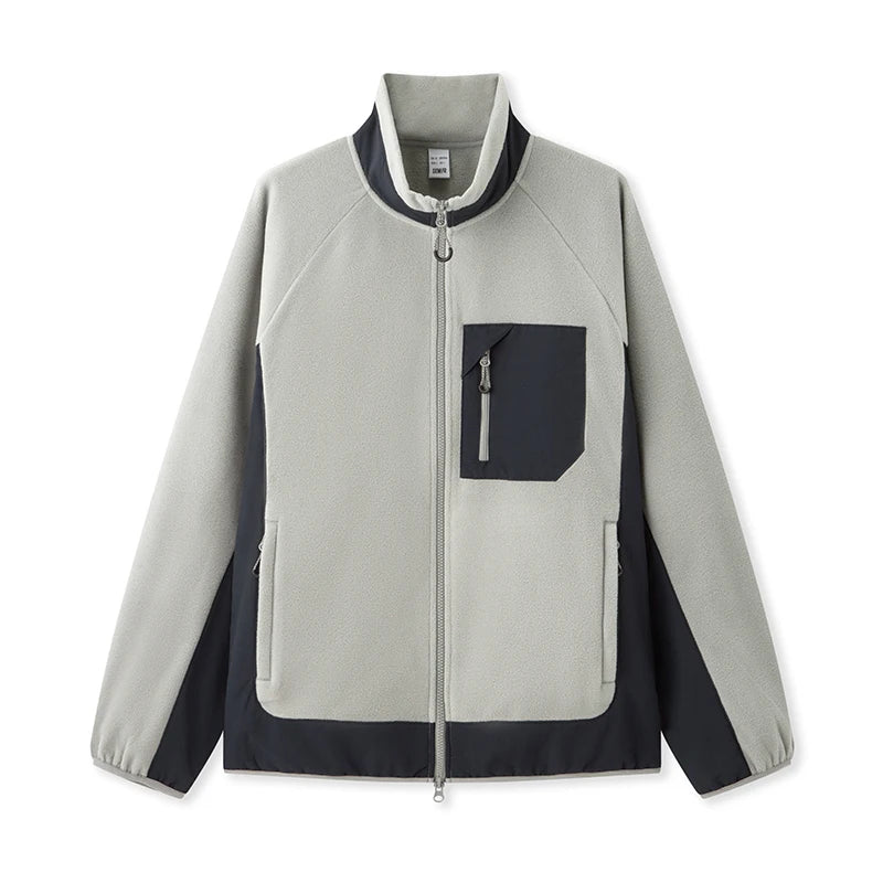 Men’s Winter Antistatic Polar Fleece Patchwork Jacket