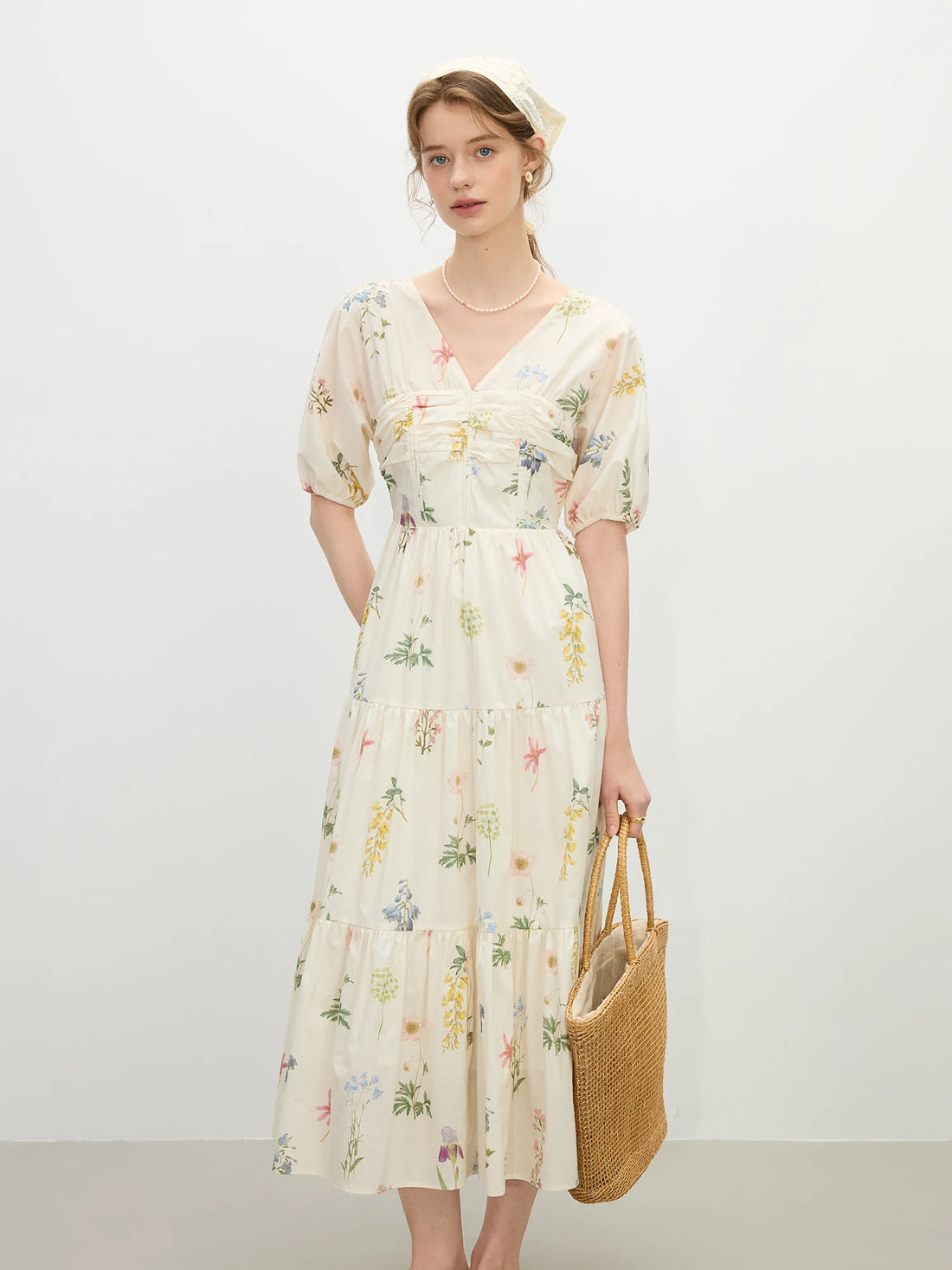 Summer Floral V-Neck Dress for Women